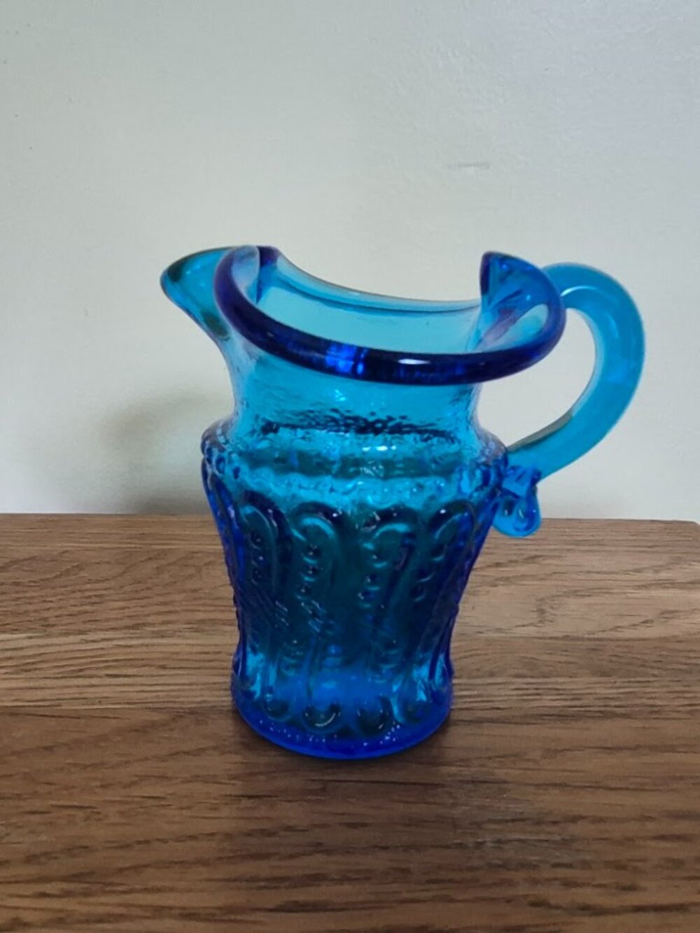 Vintage Blue Glass Pitcher by Kanawha